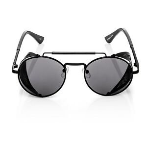 Black Steampunk Glasses Cyber Round Retro Goggles Vintage Blinder Sunglasses UK 711583640162 | eBay