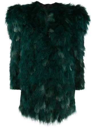 Green Saint Laurent oversized-shoulder feather jacket 638619Y7B53 - Farfetch