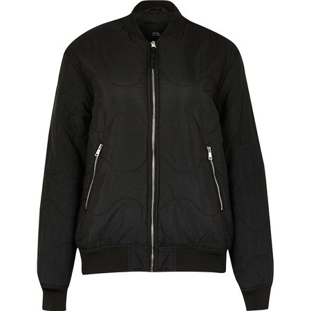 Black quilted bomber jacket | River Island