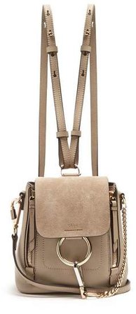 Faye Suede And Leather Mini Backpack - Womens - Grey