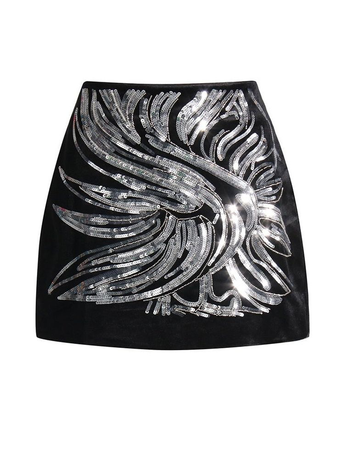 black and silver skirt
