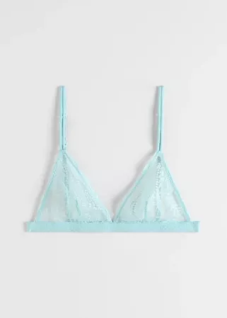 Sheer Lace Triangle Soft Bra - Turquoise - Softbras - & Other Stories