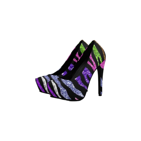 multicolor zebra print heels