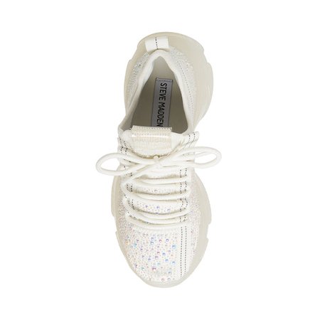 MAXIMA-P White Pearl Embellished Sneaker | Women's Lace Up Sneakers – Steve Madden