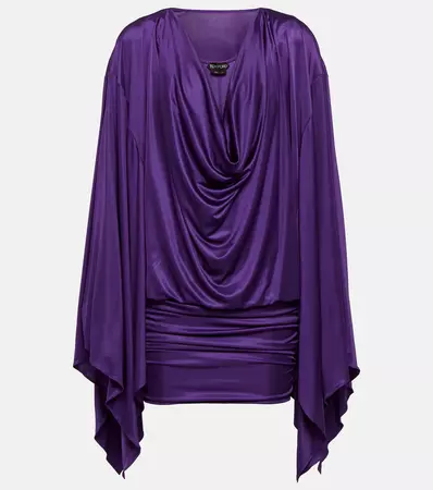 Cowl Neck Satin Minidress in Purple - Tom Ford | Mytheresa