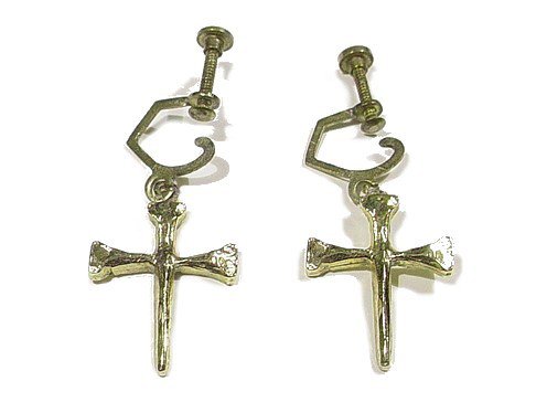 Clip on Femme - The cross of nails clip earrings