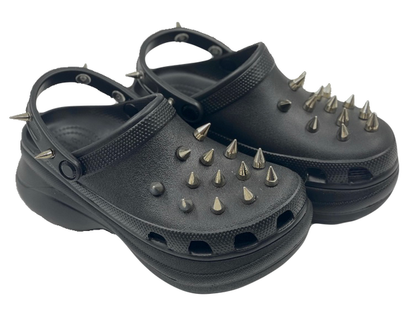 black spiked spikes platform crush crocs