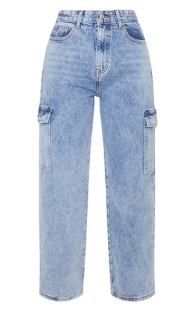 Dark Wash Baggy Pocket Detail Jeans | Denim | PrettyLittleThing USA