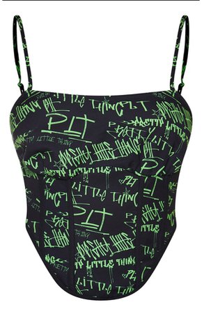 PLT Green graffiti corset top