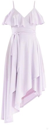 PAISIE - Cold Shoulder Wrap Front Dress With Frills & Asymmetric Hem In Lilac
