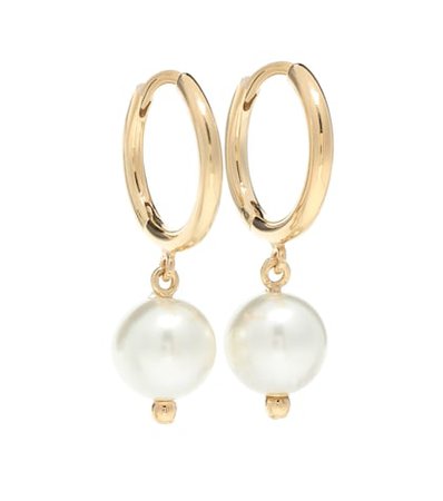 Faux-pearl drop hoop earrings