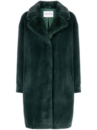 STAND STUDIO notched-collar faux-fur Coat - Farfetch