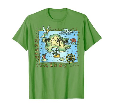 Amazon.com: Disney Peter Pan Never Land Map Vintage Poster T-Shirt: Clothing