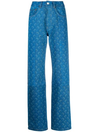 Shop Marine Serre all-over moon print trousers with Express Delivery - FARFETCH