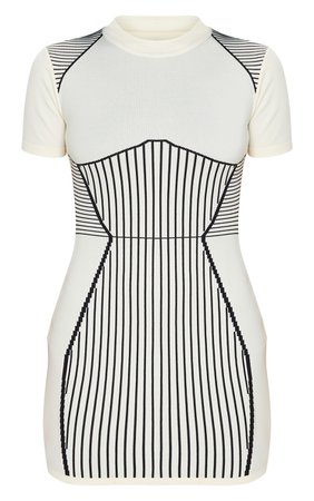 Cream Short Sleeve Seamless Knit Bodycon Dress | PrettyLittleThing USA
