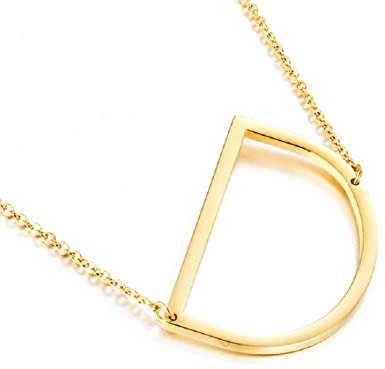 gold sideways D necklace