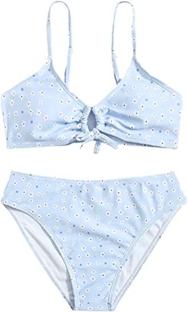 Amazon.com: Romwe Gril's Floral Print Bikini Bathing Suit Wireless 2 Piece Swimsuit Blue and White 160 : Clothing, Shoes & Jewelry