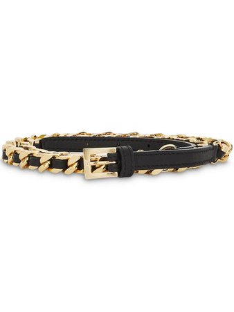 Burberry D-ring Detail Leather and Chain Belt