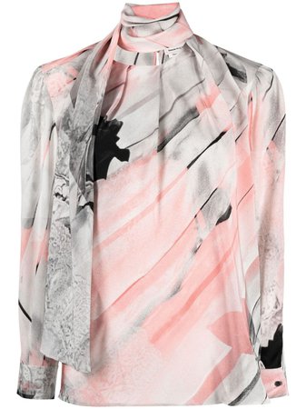 Shop Alexander McQueen trompe l'oeil print blouse with Express Delivery - FARFETCH