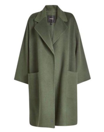 Theory Olive Green Wool Cashmere Clairene Like Top Divide Coat