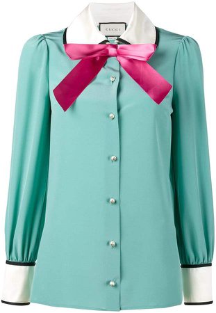 long sleeve pussy bow blouse