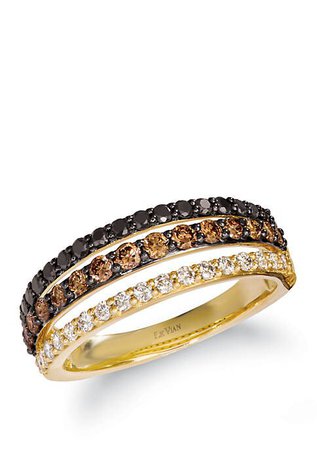 Le Vian® 3/8 ct. t.w. Chocolate Diamonds®, 1/4 ct. t.w. Blackberry Diamonds®, and 1/5 ct. t.w. Nude Diamonds™ Ring in 14K Honey Gold™