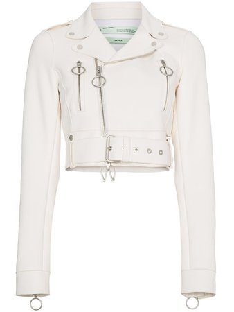 Off-White Leather Biker Jacket $2,355 - Buy Online - Mobile Friendly, Fast Delivery, Price
