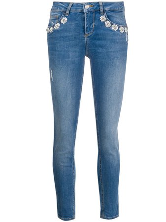 Liu Jo Crystal Flowers-Embellished Skinny Jeans Ss20 | Farfetch.com