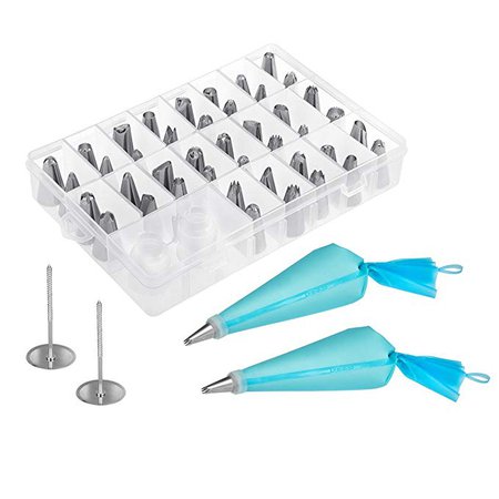 HBlife 48 Pieces Cake Decorating Supplies Kit with 42 Icing Tips, 2 Silicone Pastry Bags, 2 Flower Nails, 2 Reusable Plastic Couplers Baking Supplies Frosting Tools Set for Cupcakes Cookies: Amazon.ca: Home & Kitchen