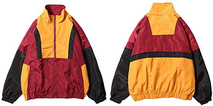 Amazon.com: Windbreaker Jacket Oversized Mens Harajuku Color Block Jacket Coat Retro Vintage Zip Track Jacket Streetwear: Clothing