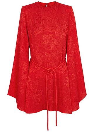 Stella McCartney Delia red floral-jacquard silk mini dress - Harvey Nichols