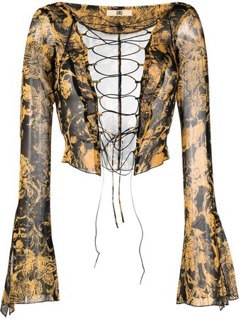 KNWLS lace-fastened Printed Blouse - Farfetch