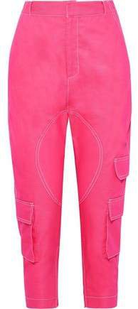 Cropped Neon Twill Tapered Pants