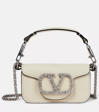 Loco Mini Leather Shoulder Bag in White - Valentino Garavani | Mytheresa