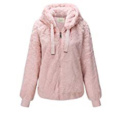 Geschallino Women's Soft Faux Fur Jacket, 2 Pockets Short Coat, Outwear, Warm Fluffy Fleece Loose Tops For Winter, Spring, Pink, L at Amazon Women's Coats Shop