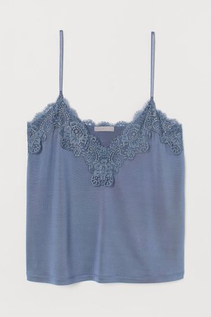 Top con encaje - Azul paloma - | H&M ES