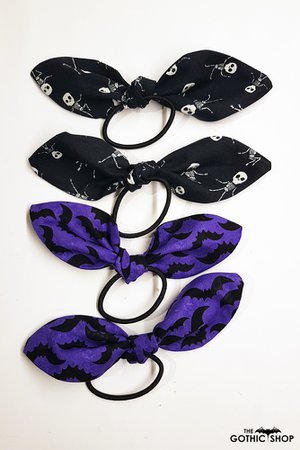 Skeletons or Bats Bow Elastic Hairband | Gothic Accessories