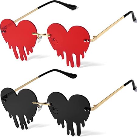 Amazon.com: Drippy Heart Shaped Sunglasses Rave Festival Glasses Melting Heart Drip Sunglasses for Women and Men … : Clothing, Shoes & Jewelry