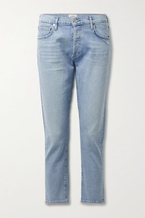 Light denim + NET SUSTAIN Emerson cropped distressed organic mid-rise straight-leg jeans | Citizens of Humanity | NET-A-PORTER
