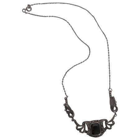 Black Onyx and Sterling Silver Necklace For Sale at 1stDibs