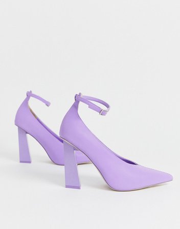 ASOS DESIGN Plush reflective pointed high heels in lilac | ASOS