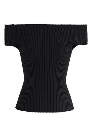 Count on You Off-Shoulder Ribbed Knit Top in Black - Retro, Indie and Unique Fashion