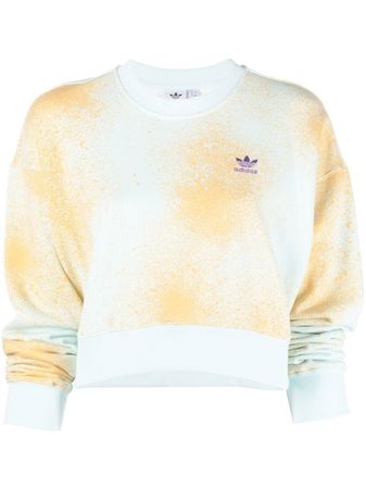Adidas spray-print Cropped Sweatshirt - Farfetch