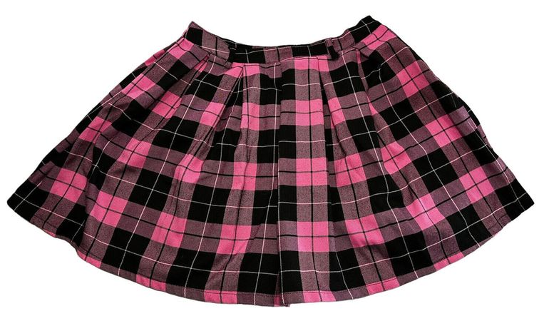Hot Topic Pink & Black Plaid Pleated Skirt Size Medium | eBay