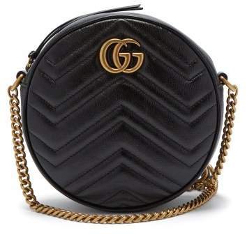 Gg Marmont Circular Leather Cross Body Bag - Womens - Black