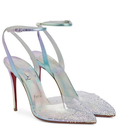 CHRISTIAN LOUBOUTIN Spikaqueen 100 PVC and leather pumps