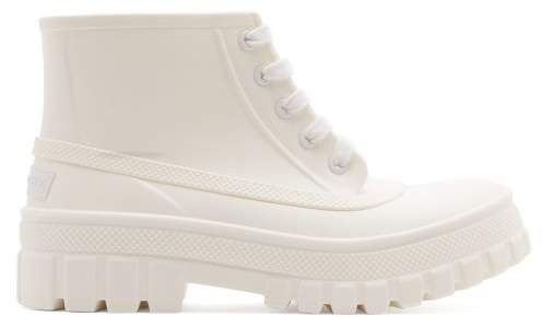 Glaston Lace Up Rubber Rain Boots - Womens - White