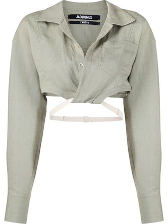 Shop green Jacquemus La chemise Laurier cropped shirt with Express Delivery - Farfetch