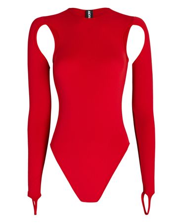 Andrea Adamo Cut-Out Jersey Jumpsuit In Red | INTERMIX®