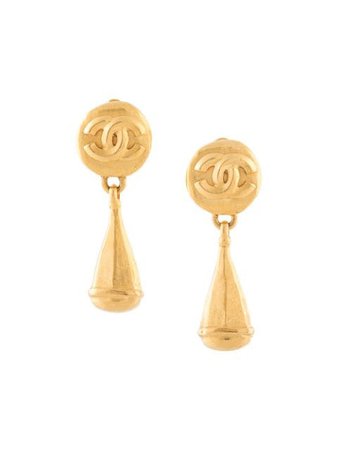 Shop gold Chanel Pre-Owned 1996 CC dangle earrings with Express Delivery - Farfetch
